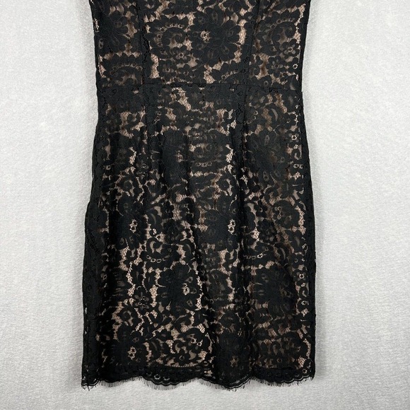 Joie Black Lace Maribeth Mini Dress XS Cap Sleeve Scallop Hem - Picture 12 of 14
